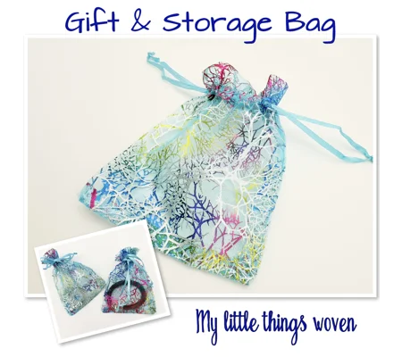 Small Cloth Gift Storage Bag Multicoloured Tree Pattern Voile Pouch
