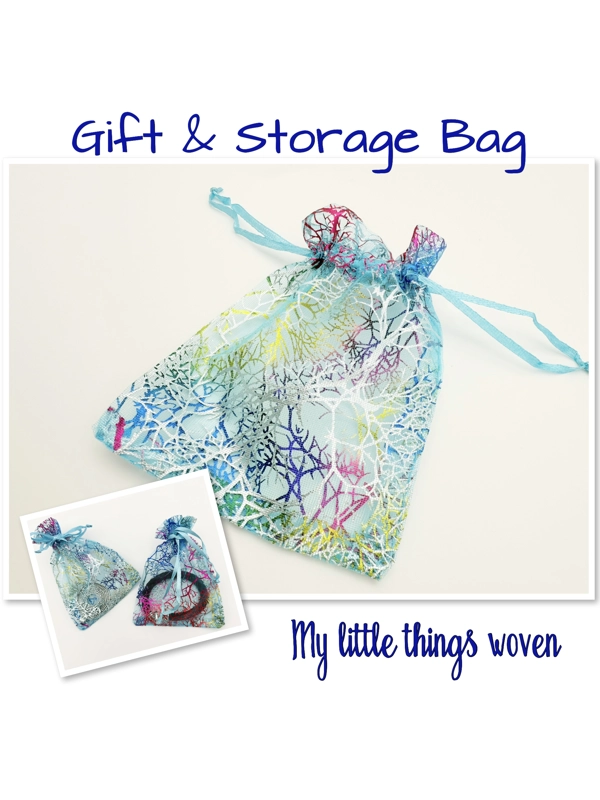 Small Cloth Gift Storage Bag Multicoloured Tree Pattern Voile Pouch