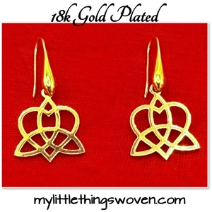 Gold Celtic Knot Heart Earrings Gold Plated