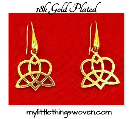 Gold Celtic Knot Heart Earrings Gold Plated