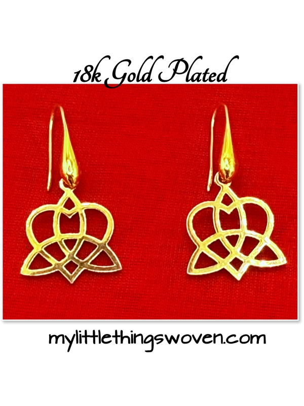Gold Celtic Knot Heart Earrings Gold Plated