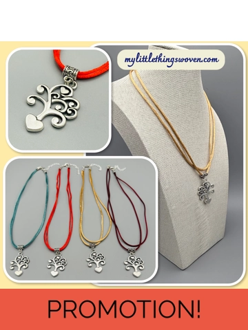 Tree of Hearts Silver Pendant & Cord Necklaces in a choice of colours