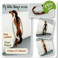 Real Leather Bracelets, Silver Plated,..