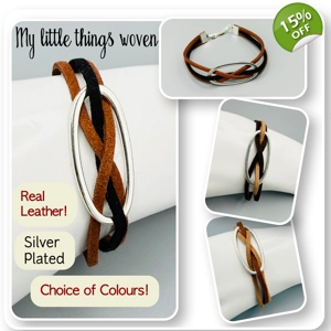Real Leather Bracelets, Silv..