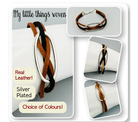 Real Leather Bracelets, Silver Plated, Choice of Colours, Handmade