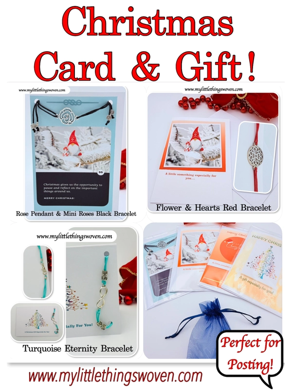 Christmas Card And Jewellery Gift, Friendship Gifts, Bracelets, Handmade