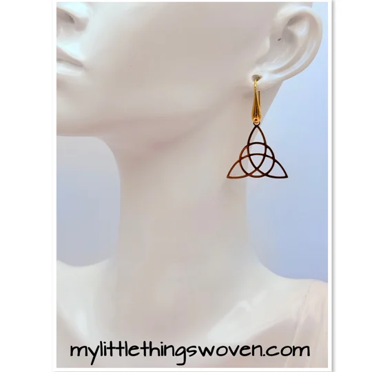 Gold Celtic Trinity Knot Earrings Irish 18k gold plated