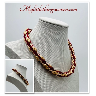 Red Multicoloured Adjustable Kumihimo Braided Cord Textured Choker Necklace Silver Handmade