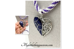 Purple Heart Pendant & Necklace & Bracelet Gift 2 Piece Set Silver, Cord New