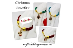 Colourful Christmas Charm Bracelets,Woven Braid,Gold Coloured