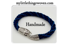Men's Blue Two-Toned Kumihimo Silver Snake Bracelet