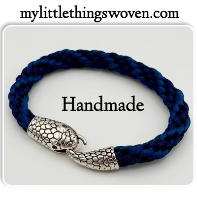 Men's Blue Two-Toned Kumihimo Silver Snake Bracelet