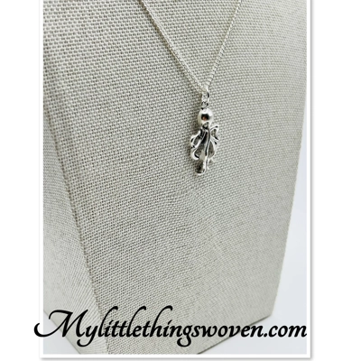 Octopus Pendant And  Necklace Silver