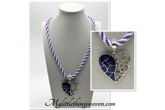 Purple Heart Pendant & Necklace & Bracelet Gift 2 Piece Set Silver, Cord New