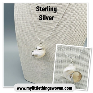 White Pearl Turbo Shell Pendant and Necklace, Silver 925, ..