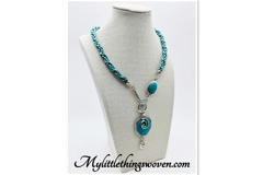 Turquoise Blue Necklace & Pendant + Bracelet + Earrings 3 piece set Handmade