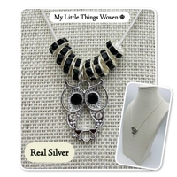 Sterling Silver Owl Pendant & Necklace..