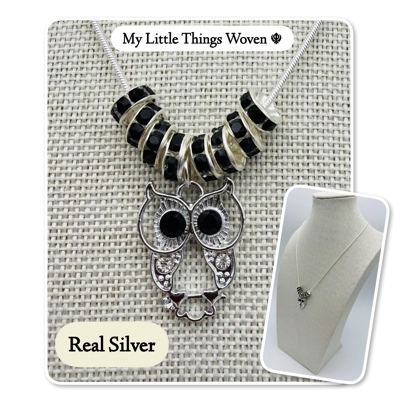 Sterling Silver Owl Pendant & Necklace, Snake Chain