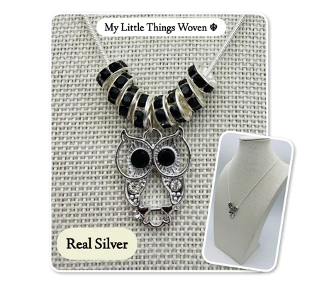 Sterling Silver Owl Pendant & Necklace, Snake Chain