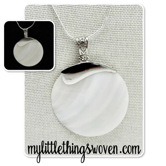 Mother Of Pearl Natural Sea Shell Pendant Shell Pendants on Sterling Silver Snake Chain