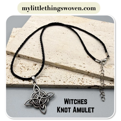 Witches Knot Pendant/Necklace, Silver - Black Witches Knot Pendant/Necklace, Silver - Black