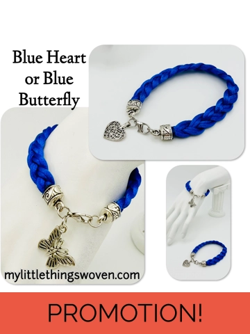 Blue Braided Cord Bracelet with Choice of Silver Charms