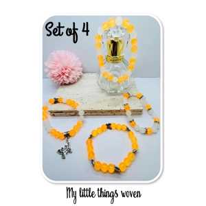 Agate Bracelets with Butterflies Set of 4 Orange
