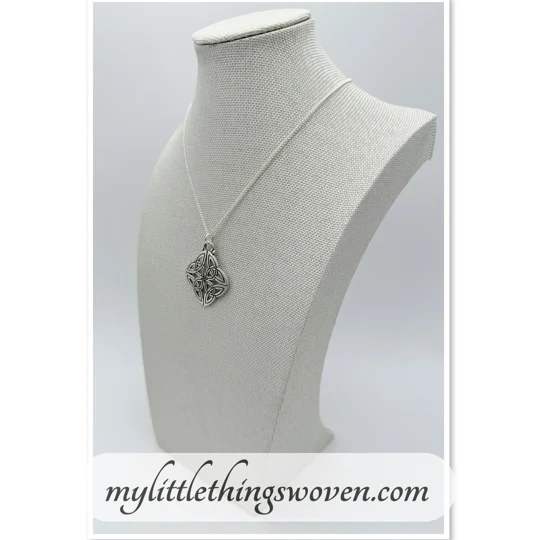 Quaternary Celtic Knot Pendant Necklace, Silver 925