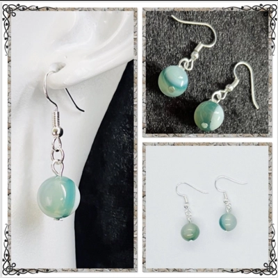 Green Agate Necklace and Earrings Jewellery Set