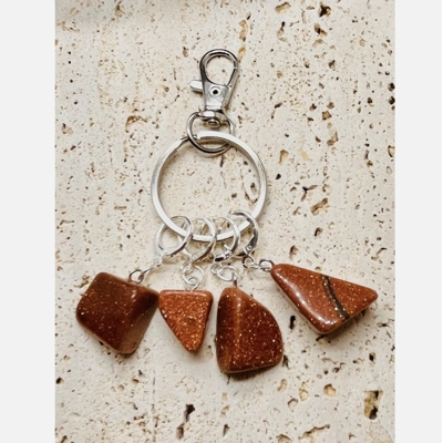 Goldstone Gemstone Knitting & Crochet Stitch Markers, Gift, 925 Silver Handmade