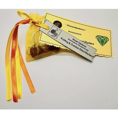 Goldstone Gemstone Knitting & Crochet Stitch Markers, Gift, 925 Silver Handmade