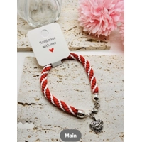 Red Heart Charm Bracelet - Spiral Patt..