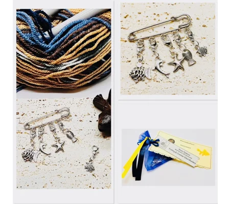 Ocean-theme Knitting and Crochet Stitch Markers Set of 5, Gift Storage Bag, New
