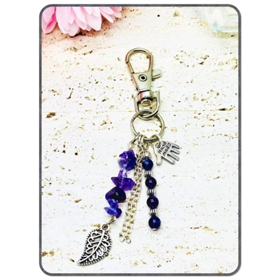 Real Amethyst Key Ring Key Chain Bag Charm with Swivel Lobster Clasp Real Amethyst Key Ring Key Chain Bag Charm with Swivel Lobster Clasp