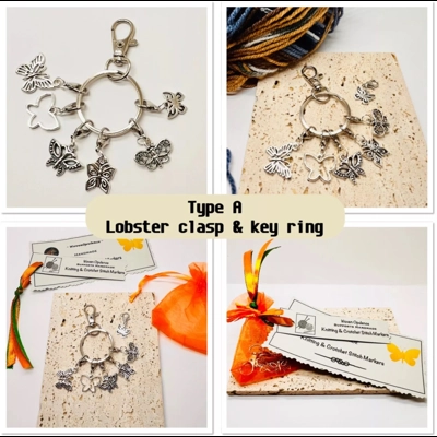Set of 6 Butterfly Stitch Markers in choice of styles