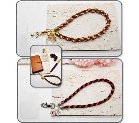 Phone Key bag Lanyard Wrist Strap With Universal Phone Tether Tab Pad Braided in 2 styles