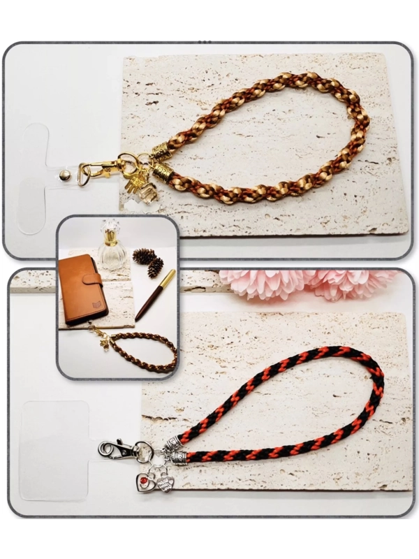 Phone Key bag Lanyard Wrist Strap With Universal Phone Tether Tab Pad Braided in 2 styles