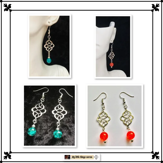 Eternity Dangle Drop Bead Boho Earrings Handmade