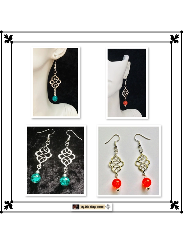 Eternity Dangle Drop Bead Boho Earrings Handmade