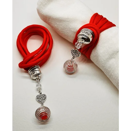 Red Serviette Napkin Rings Set of 2