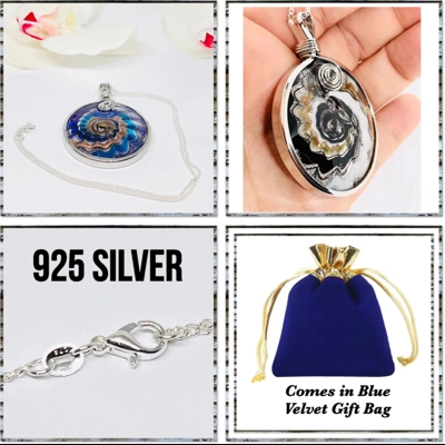 Round Multicoloured Murano Glass Silver Pendant on Real Silver 18" Chain