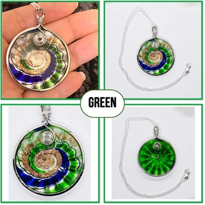 Round Multicoloured Murano Glass Silver Pendant on Real Silver 18" Chain
