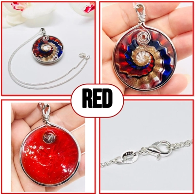 Round Multicoloured Murano Glass Silver Pendant on Real Silver 18" Chain