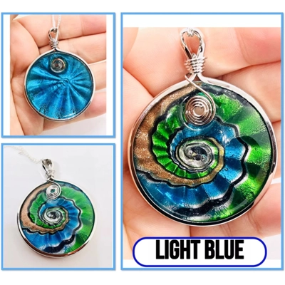Round Multicoloured Murano Glass Silver Pendant on Real Silver 18" Chain