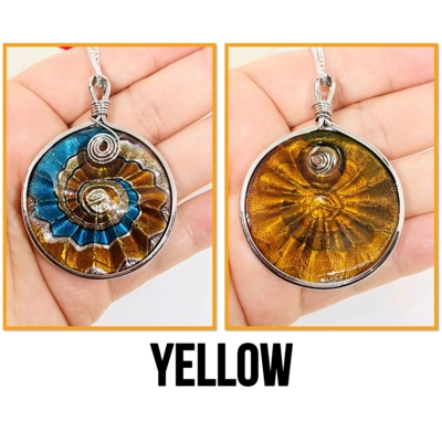 Round Multicoloured Murano Glass Silver Pendant on Real Silver 18" Chain