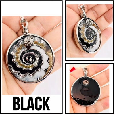 Round Multicoloured Murano Glass Silver Pendant on Real Silver 18" Chain