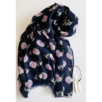 Navy Thistle Scarf By Butterfly