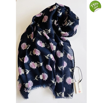 Navy Thistle Scarf By Butterfly