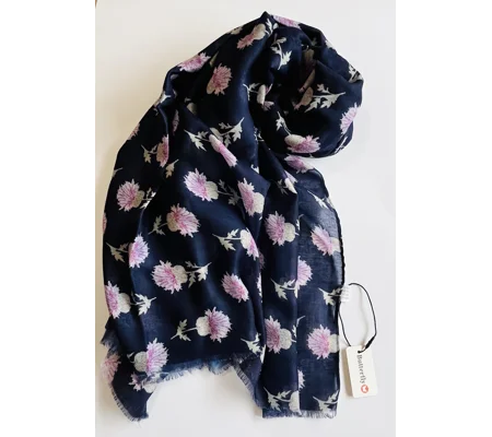 Navy Thistle Scarf By Butterfly