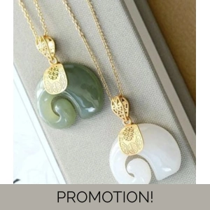 Jade Elephant Pendant & 18